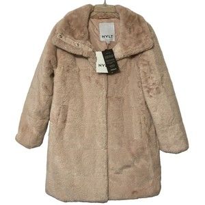NVLT Coat Jacket Barbiecore Blush Pink Faux Fur  vegan Oversized snap closure
